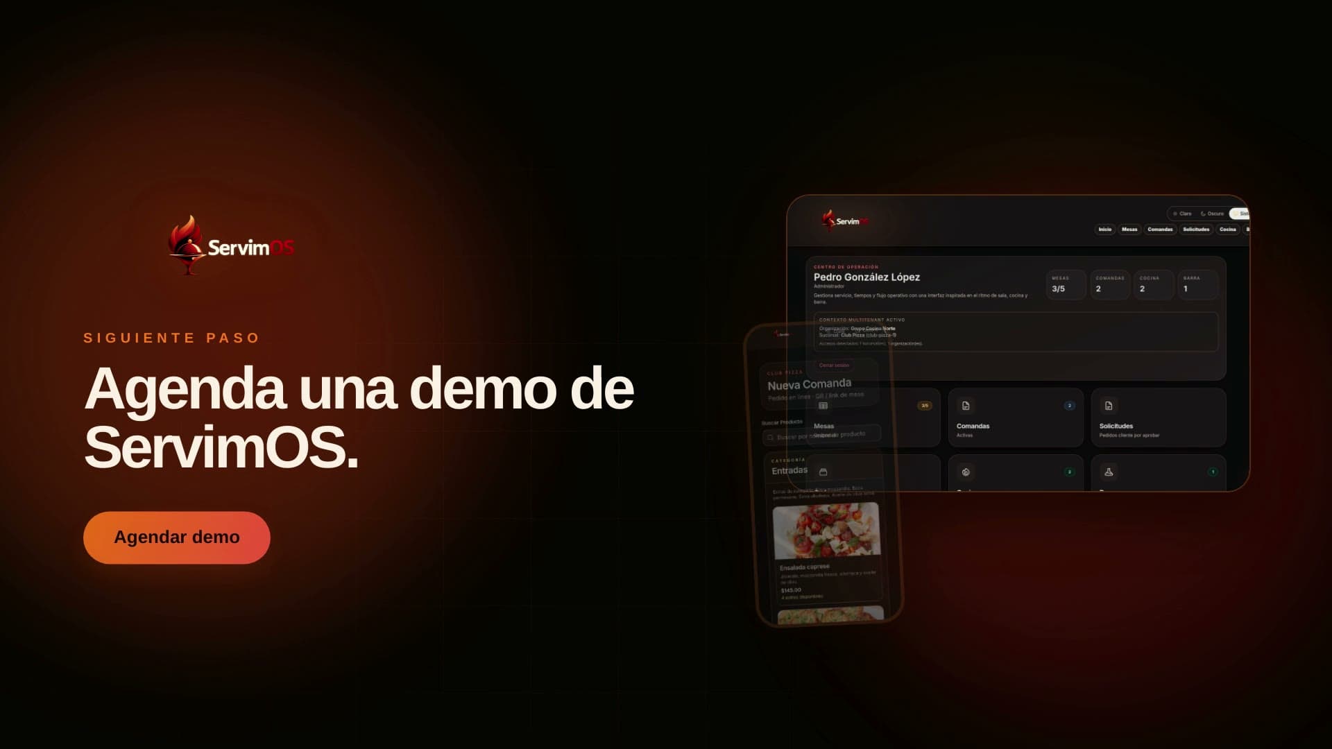 Vista del proyecto ServimOS — Landing